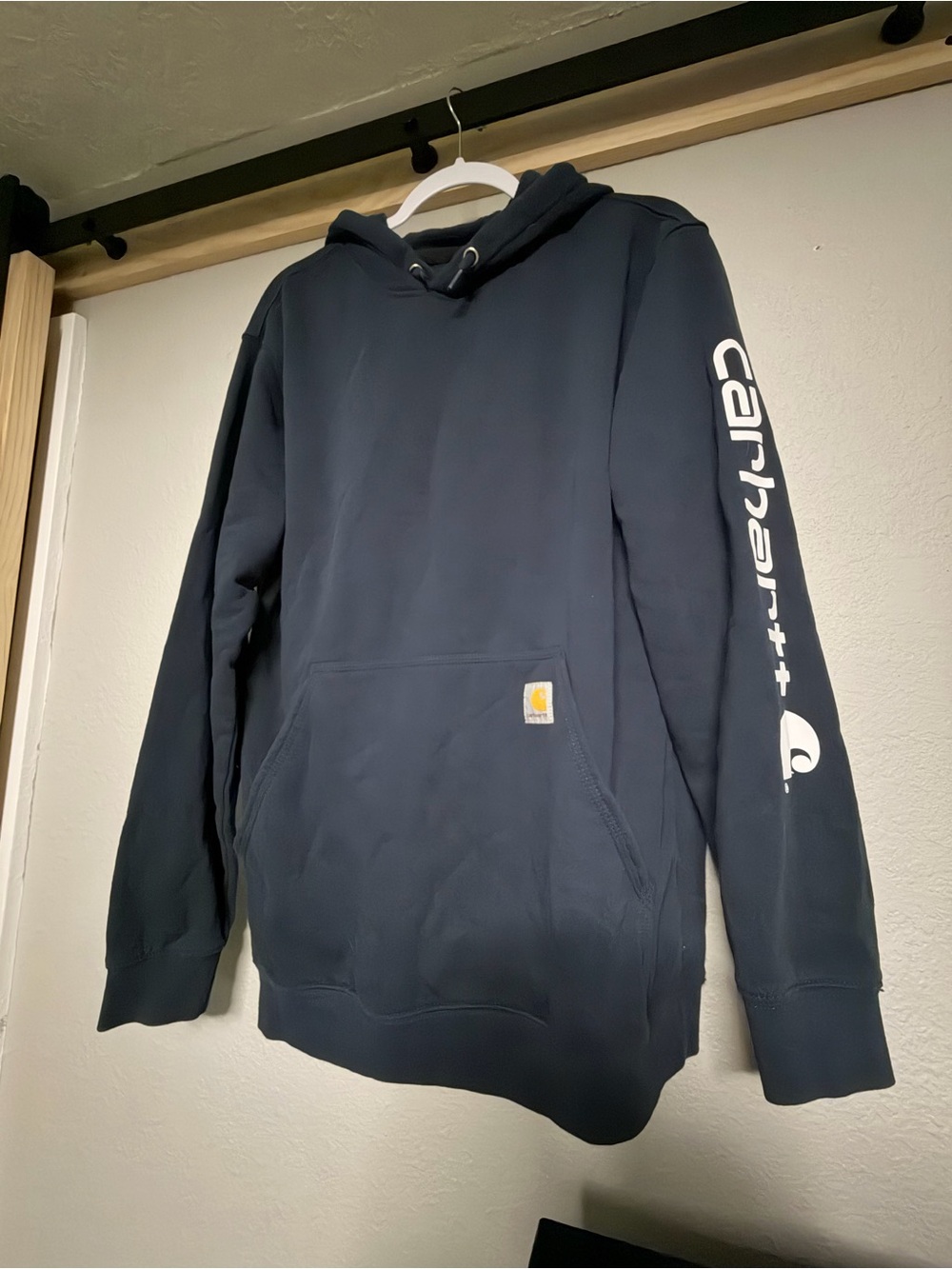 Carhartt Dark Navy Logo Sleeve Pullover Hoodie